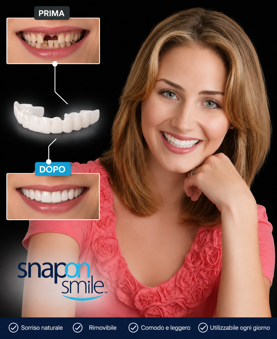 Exemplo de utilização de Snap On Smile com antes e depois